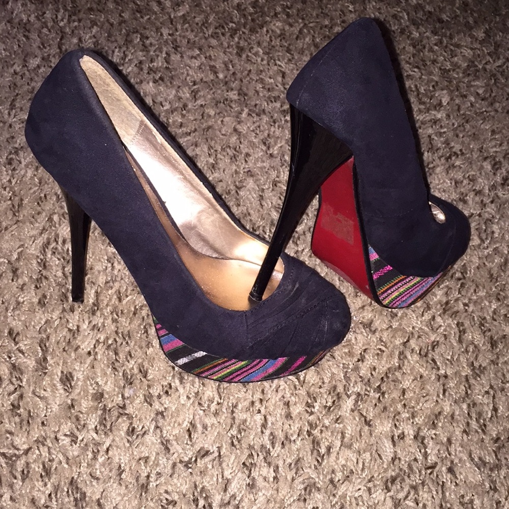 Black and some rainbow colors heels size 6